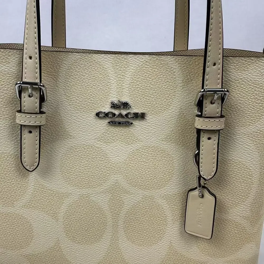 Coach Mollie Tote Bag 25 Signature Canvas CAL50 Signature Canvas/Silver/Hay NWT